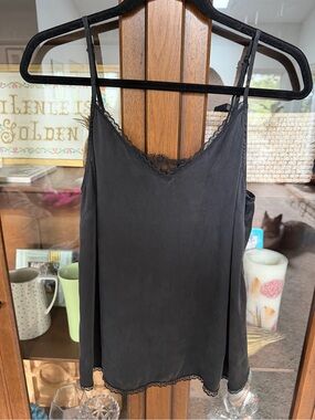 Black Lace-Trim Cami Top - Women